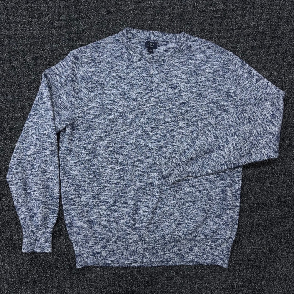 J.Crew Re-Imagined Blue White Marled Crewneck Knit Sweater Pullover Men's Large